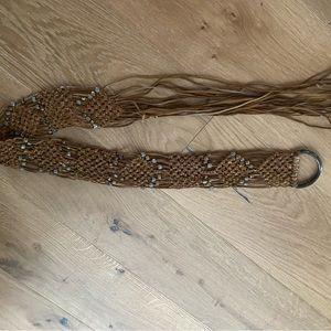 Free People Tan Woven Belt with Silver Details